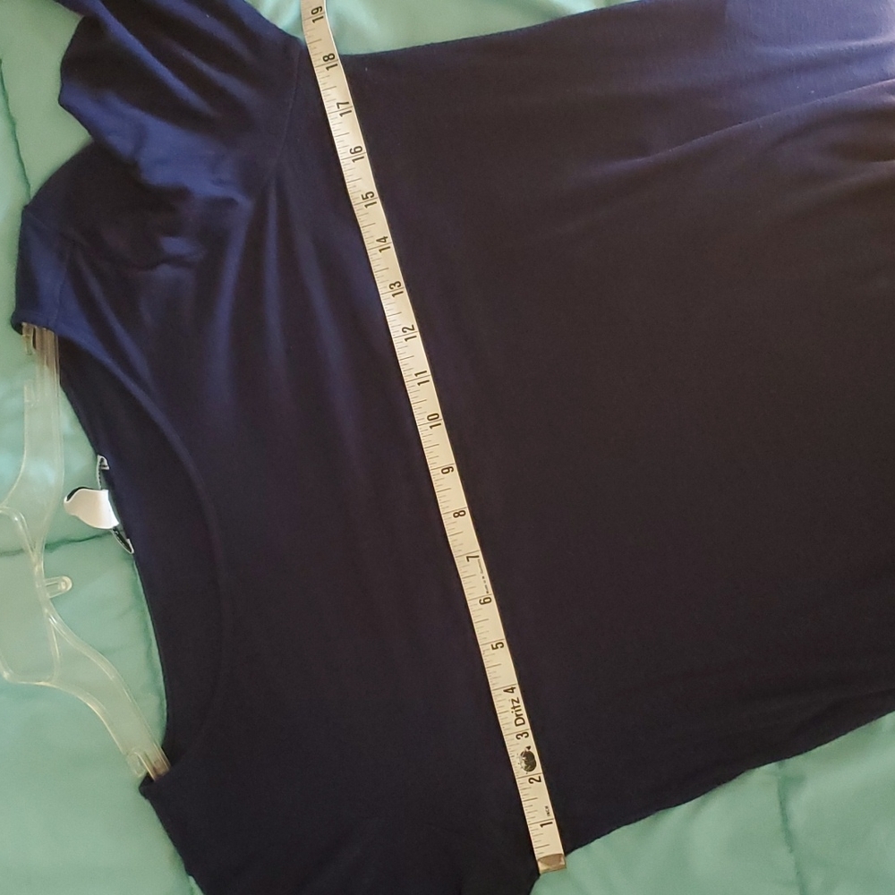 WHBM Navy Boatneck Tab Sleeve Shirt with Sheer Panel size medium - Picture 11 of 11